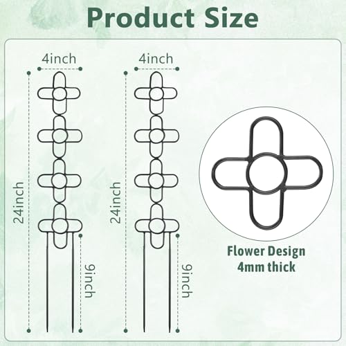 24Inch Trellis for Climbing Plants Indoor, Small Garden Metal Trellis for Potted Plants, Plant Stakes for Vine Ivy Flower Plant Support Indoor Plants Accessories Hoya, Flower Shape