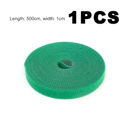 Green Nylon Plant Ties Reusable Cable Hook Loop Organizer Strap Support Double Side Fastener Tape Home Garden Accessories (1roll,5m*1cm) - color: 1roll,5m*1cm
