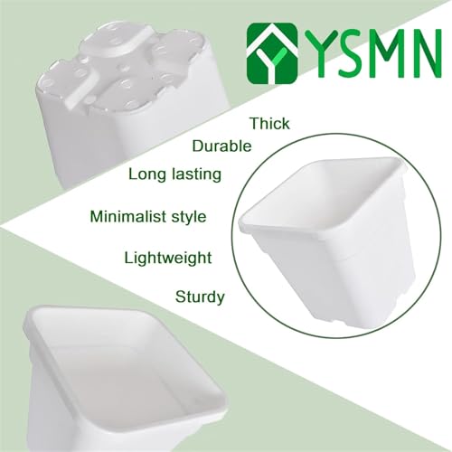 10 Pcs 1 Gallon White Square Nursery Pots with Drainage Holes - size: 1 Gallon