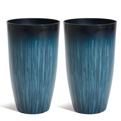 Worth 23.5" H. Tall Planters for Outdoor Plants, Large Plant Pots Set of 2 - color: Blue, size: 23.5" Height