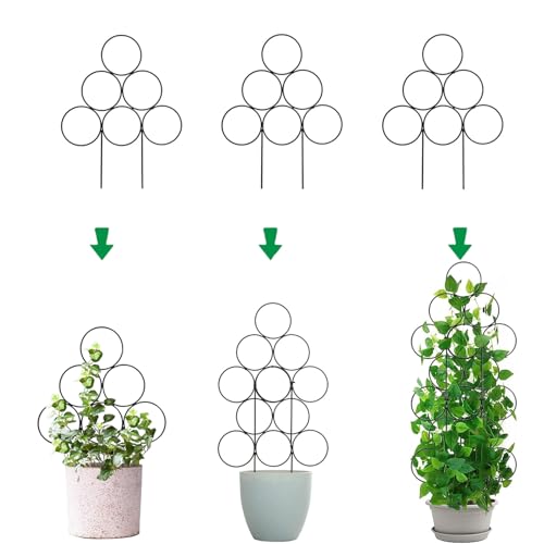 14.2 Inch Trellis for Potted Plants, 3 Pack Metal Plant Trellis Indoor - color: 3 pack black