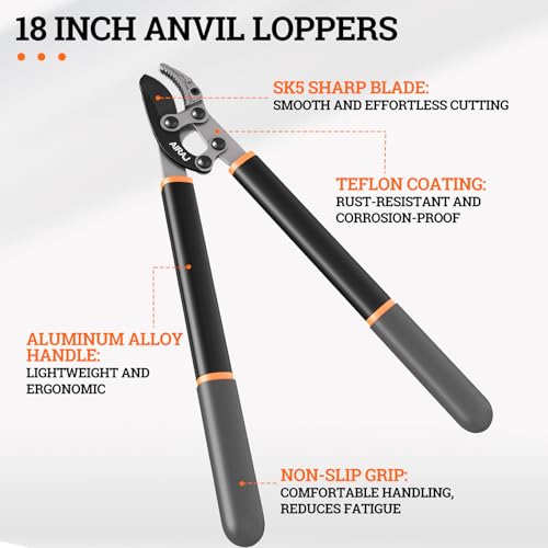 AIRAJ 18” Anvil Loppers for Tree Trimmer, Tree Branch Cutter Garden Tools