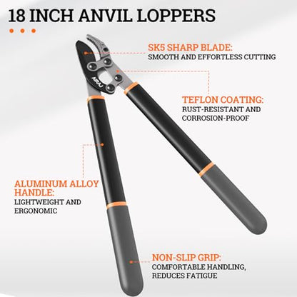 AIRAJ 18” Anvil Loppers for Tree Trimmer, Tree Branch Cutter Garden Tools