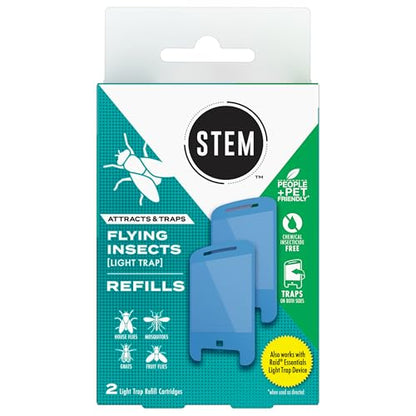 STEM Flying Insect Light Trap Refill Cartridges, Indoor Fruit Fly Trap, Insecticide-Free Pest Control for Home, Attracts and Traps Insects, Official STEM Refills - 2 Count - size: 2 Cartridges
