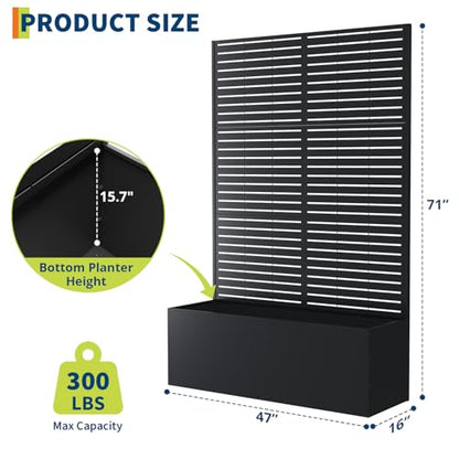 Garvee 71"x47"x16" Metal Planter Box with Trellis for Climbing Plants Vines - color: Lourvered, size: no Wheel