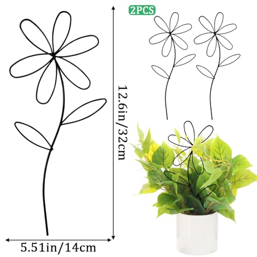 2 Pcs Indoor Plant Trellis, Mini Garden Trellis for Potted Plants, Indoor Potted Plant Climbing Plants Flower Pots Supports with Cute Floral Patterns for Houseplant Vine lvy Flower Plant