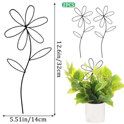 2 Pcs Indoor Plant Trellis, Mini Garden Trellis for Potted Plants, Indoor Potted Plant Climbing Plants Flower Pots Supports with Cute Floral Patterns for Houseplant Vine lvy Flower Plant