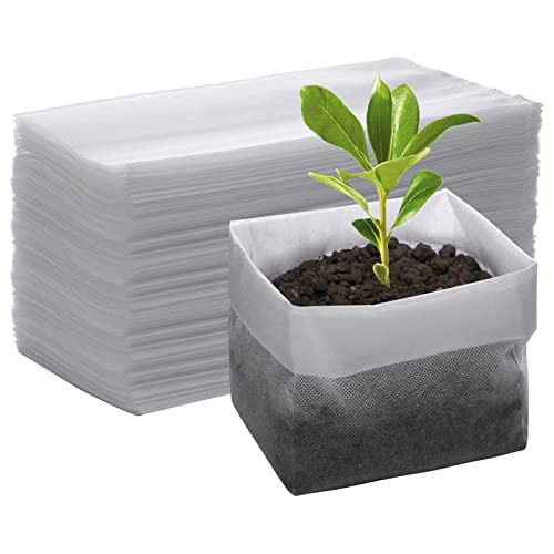GREANER 100PCS Biodegradable Nursery Bags, 11x11.8 inches Thickened Grow Plant Bags for Vegetables, Flower Seedling Starter Containers, Indoors and Outdoors Use, Home Garden Supply - size: 11"x11.8"/100pcs