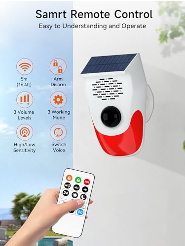 PILSAMAS Solar Motion Sensor Alarm, Motion Activated Deer Bear Deterrent - style: Round-Eye