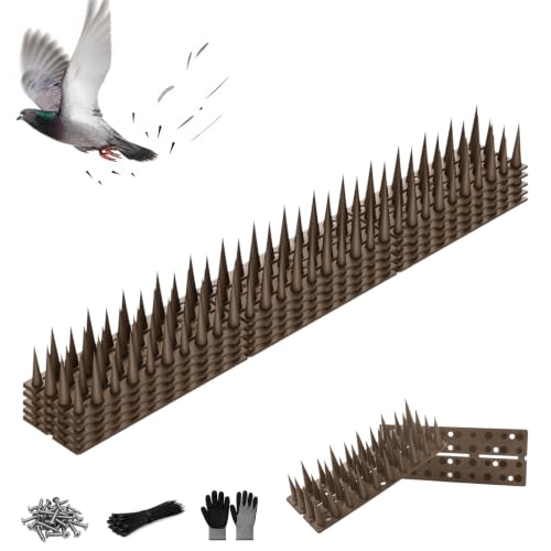 Bird Spikes, 5 Pack, 7 FT Total Coverage, Outdoor Bird Deterrent, Brown - color: Brown, size: 5 pack