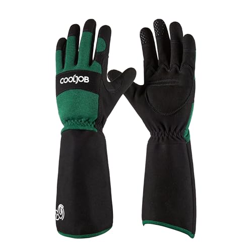 COOLJOB Thorn Proof Rose Pruning Garden Gloves for Men, Long Sleeve Medium - color: Green, size: Medium