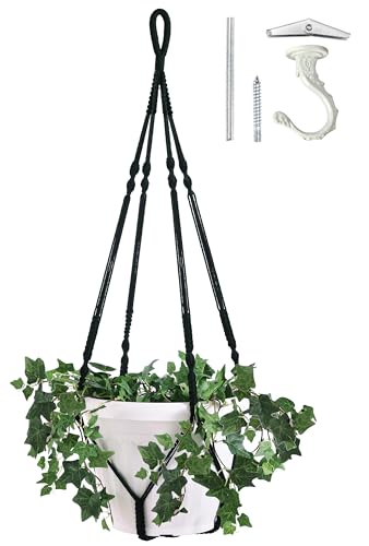 Giant XXL 55 Inches Macrame Planter Hanger Large for 15 inch Pot - color: Black