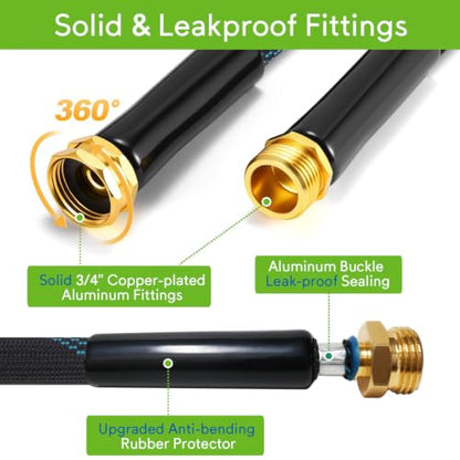 Flexible Garden Hose 100 ft with 10 Function Nozzle, 2026 Kink Free Lightweight Water Hose 100ft, Solid Metal Fittings, High Density Outer Fabric, Enhanced Inner Core for Outdoor Watering, Car Washing
