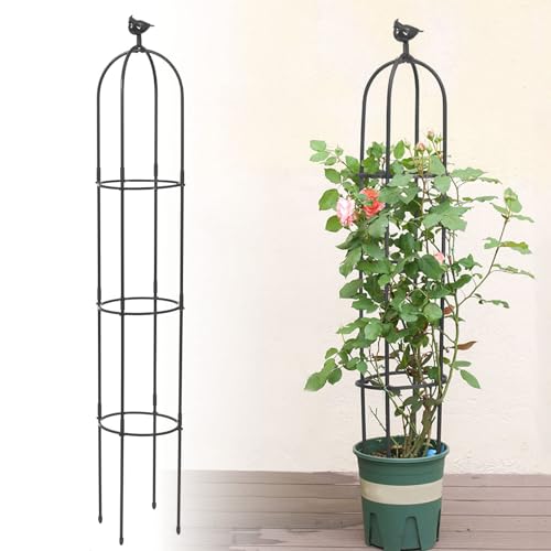 6FT Obelisk Trellis for Climbing Plants, Kalolary Garden Tower Trellises - color: Black