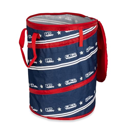 Camco Campsite Pop Up Utility Container with Liner and Zipper Close Lid for RV Storage, Laundry Hampers, and Organization, Patriotic - color: Patriotic