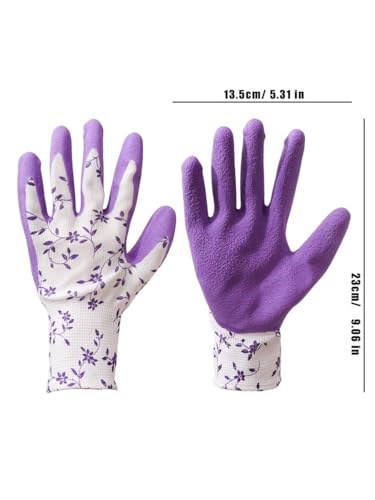 1Pair Nylon Gardening Latex Gloves, Suitable for Women Garden Planting, Digging and Weeding, Multi-purpose Gloves - color: Purple