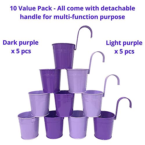 LaLaGreen Outdoor Rail Planter (4 in, 10 Pack) Purple Metal Railing Pots - size: 4 Inch (Purple)