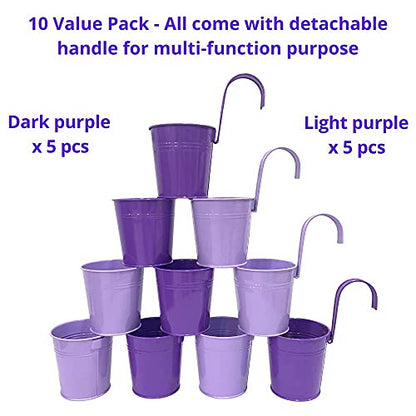 LaLaGreen Outdoor Rail Planter (4 in, 10 Pack) Purple Metal Railing Pots - size: 4 Inch (Purple)