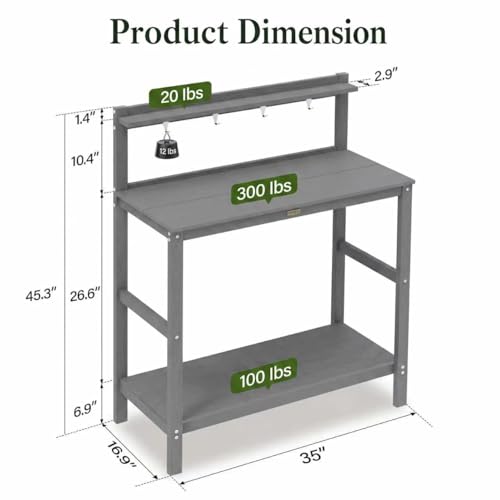 YEFU Potting Table, All-Weather Resistant,Grey - color: Gray, size: Classic