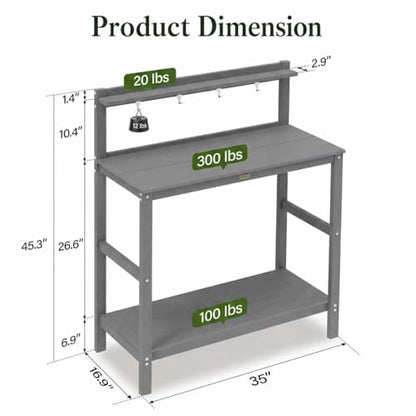 YEFU Potting Table, All-Weather Resistant,Grey - color: Gray, size: Classic