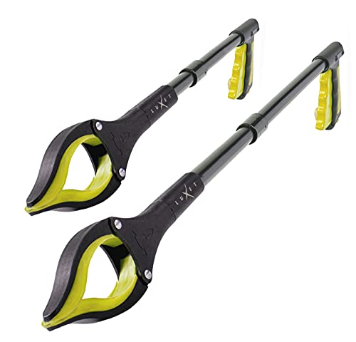 Grabber Reacher Tool - 2 Pack - Latest Version Long 19 and 32 Inch Foldable Pick Up Stick - Strong Grip Magnetic Tip Lightweight Trash Picker Claw Reacher Grabber Tool for Elderly Reaching, (Yellow) - color: Yellow