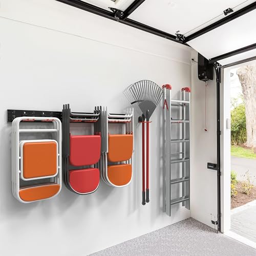 Wallmaster Wall Mount Garage Tool Storage Rack Folding Chair Hangers - size: 8Hooks+3Panels+4MiniBase