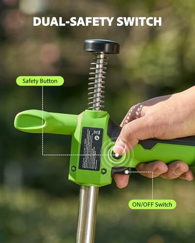 TaskStar Electric Weed Puller Tool: 21V Battery Powered w/ 2pcs 2000mAh, Heavy Duty 3-Claw Steel Root Weeder Stand-Up Remover Picker Grabber Popper, for Dandelion Lawn Garden Yard EWP001