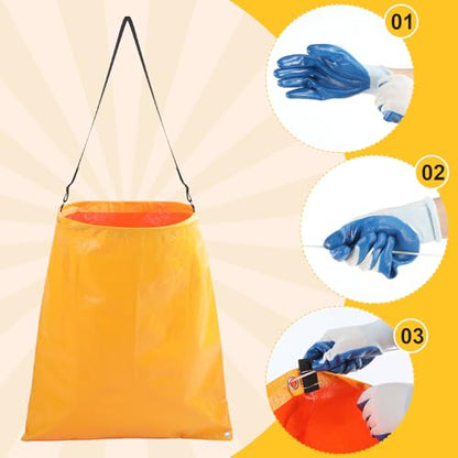 Faccito 1 Pack Litter Bag with Shoulder Strap Trash Leaf Bag Holder, Yellow - color: Yellow