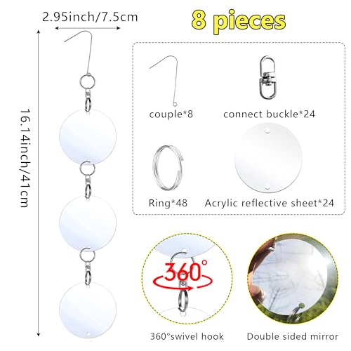Reflective Bird Scare Discs,Anti-Birds Collision,24 Set Double-Sided Reflectors Scare Devices,Keep Pigeon and Migrant Bird Away,Suitable for Garden, Porch,Floor-to-Ceiling Windows - size: 24 count