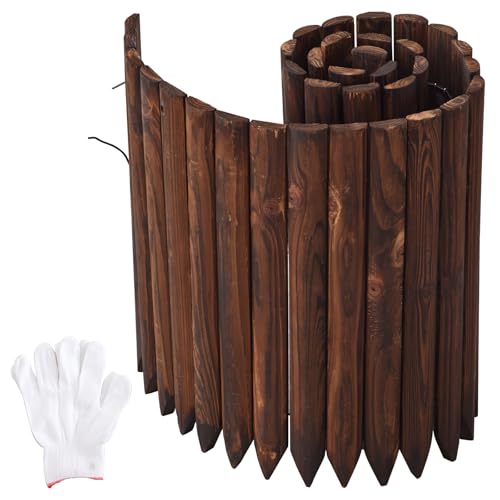 Garden Border Edging Wood Fence Landscape Edging Border Wooden Landscape Edging Decorative Garden Edging Lawn Edging Fence Flexible Garden Edging-15.7" H x 47.2" L (3PACK, 12Ft Total Length)