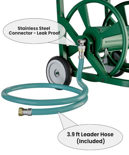 Artigarden Garden Hose Reel Cart with Wheels, Outdoor Water Hose Cart Green - color: Green, size: Holds 165 ft