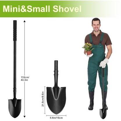 Small Shovel 43.3Inch Durable Metal Shovel for Digging Small Spade Shovel Garden Shovel for Gardening Digging Camping Farming and Outdoors, Black - color: Black