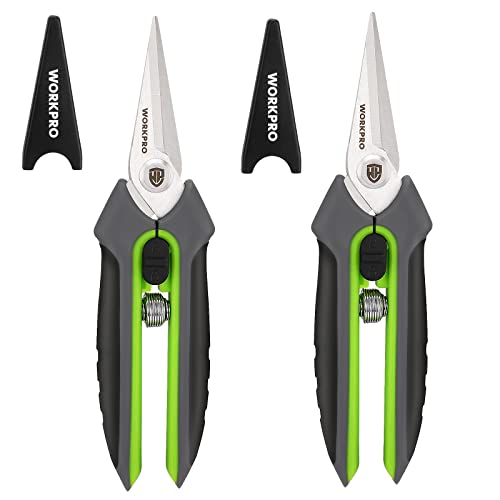 WORKPRO 2 Pack Garden Pruning Shears, 6.5" Small Hand Pruners with Sheath