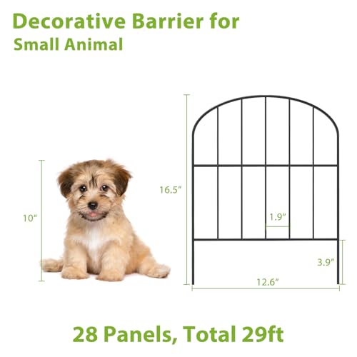 Decorative Garden Fence 29ft (L) x 16.5in (H) Fencing Dog Animal Barrier - size: 29' (L)