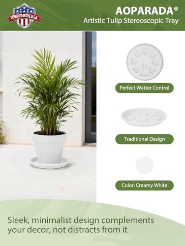 11 Inch Tulip‑Design Plastic Plant Saucer Drip Tray,4‑Pack(White) - color: White, size: 11"(4Pack)
