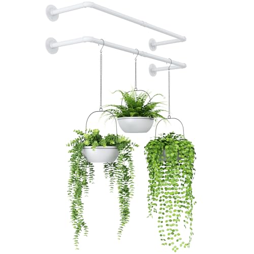 Bamworld Hanging Planters 2PCS for Indoor Plants Hanging Plant Holder - color: White Double, size: 36.2 Inch (pots not included)