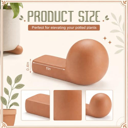 LemonRoad 12 Set Terra Cotta Cement Pot Feet for Outdoor Planters, Round - style: Round