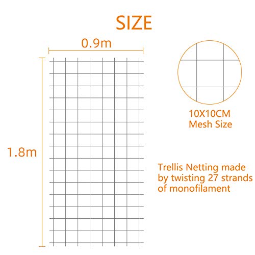 Pack of 2 Cucumber Tomato Trellis Netting, Heavy Duty Garden Netting for Climbing Plants Support, Pea, Grape, Bean, Fruit, Vegetables - 4" Mesh Size, 3Ft x 6Ft