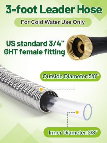 3ft Female to Female Short Garden Hose with Brass Fittings - size: 3ft