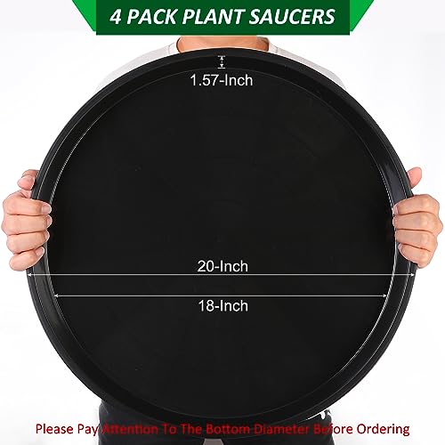 PATIKIL 4 Pack Plastic Plant Saucer, 20 Inch Plant Tray for Pots Round Plant Dish Plant Drip Trays Water Tray for Indoors Outdoors Garden, Black - color: Black, size: 20 Inch