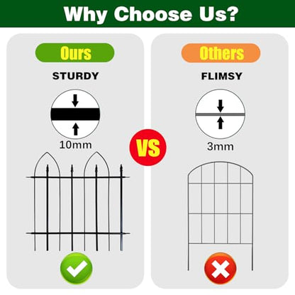 Thealyn Garden Fence 24" H x 24" W (5 Panels, Total 10 ft) - size: 24″ H x 10 ft (5 Panels) Without Gate Latch