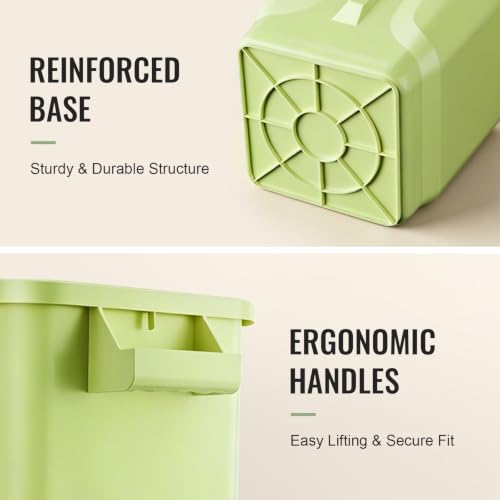 Kitchen Trash Can, Plastic Square Trash bin,8 Gallon,Green