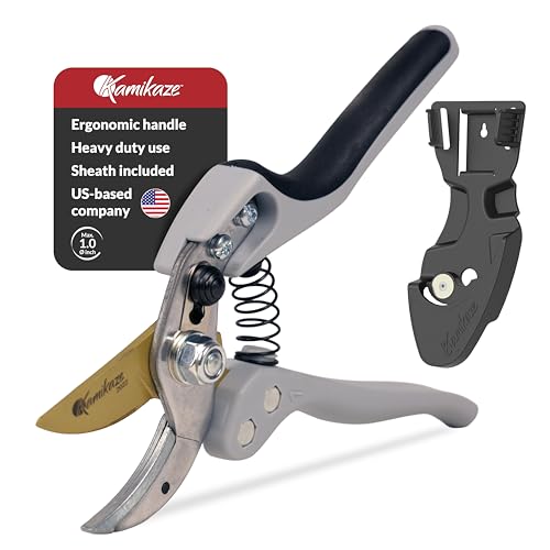 KM1-M FORCE ANVIL SHEAR- ANVIL PRUNER, Pruning Shears. Garden Pruners, Plant Pruners, Pruning Shears, Tefloned Blade Hand Pruner, Universal Garden Clippers great for garden and home - style: Medium Handle Anvil