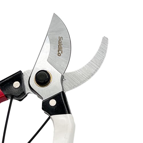 SaidiCo Professional Grade Gardening Hand Pruner, Bypass Pruning Shears, 3/4 Inch Cut, Red and White Handles