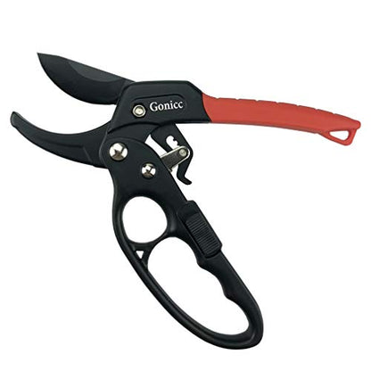 gonicc 8" Professional Ratchet Anvil Pruning Shears (GPPS-1011) - color: Black Ratchet Anvil Pruning Shears
