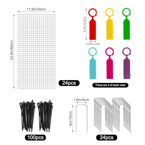 8 Pack 24'' x 12'' Large Wire Plant Protector from Animals, Metal Plant Wire Cage Chicken Wire Cloche with Ground Stakes , Labels and Nylon Tie to Keep Animals Out, Garden Protection Bunny Barricade