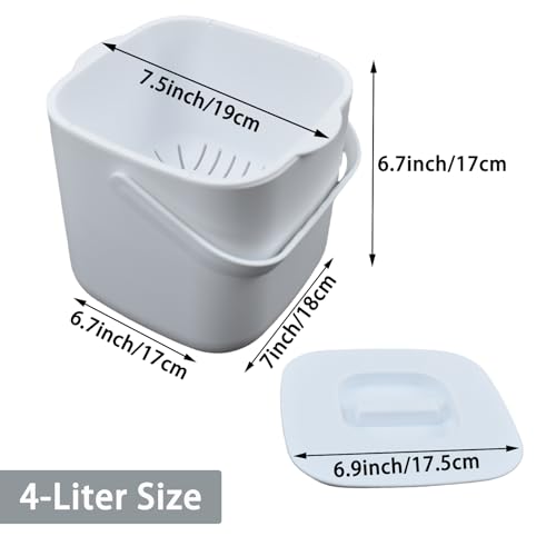 4-Liter Kitchen Compost Bin, White - color: White