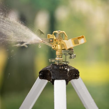 VEVOR Impact Sprinkler on Tripod Base, Heavy Duty Tripod Sprinklers with Brass Head & 3/4" Connector, 360 Degree Large Area Coverage Irrigation Sprinkler, Adjustable Heights for Yard Gray - size: 50", style: 1PC