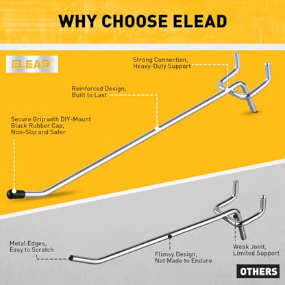 ELEAD 66-Piece 2/4/6 Inch Pegboard Hooks, Heavy Duty Peg Board Organizer Accessories, Peg Board Tool Hangers Fit for 1/4" and 1/8" Pegboard Hanging Tools Garage, Workshop, and Craft Storage - style: 66-Piece 2&4&6 Inch