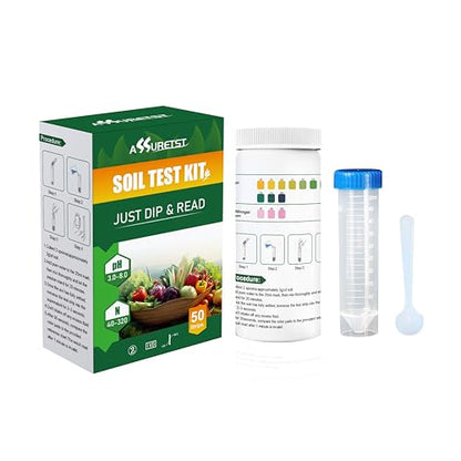 2‑in‑1 Soil pH and Nitrogen Test Strips, 50 Count, Home Garden Lawn Plant Soil Test Kit, Quick Reference Testing for Vegetables, Flowers, Farm & Backyard Gardening, Easy‑to‑Read Color Chart